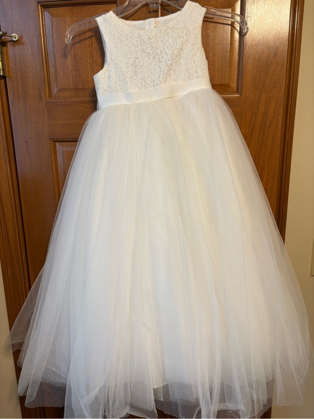 David's Bridal Ball Gown Flower Girl Dress with Heart Cutout